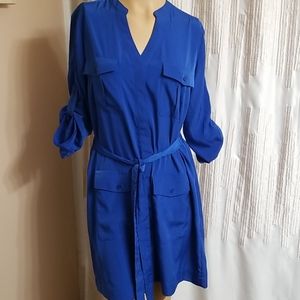 Royal Blue Express Button Up Belt Dress!